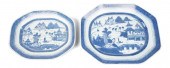 TWO CHINESE EXPORT CANTON BLUE