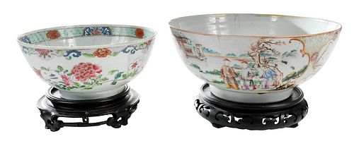 TWO CHINESE EXPORT ENAMELED PUNCH