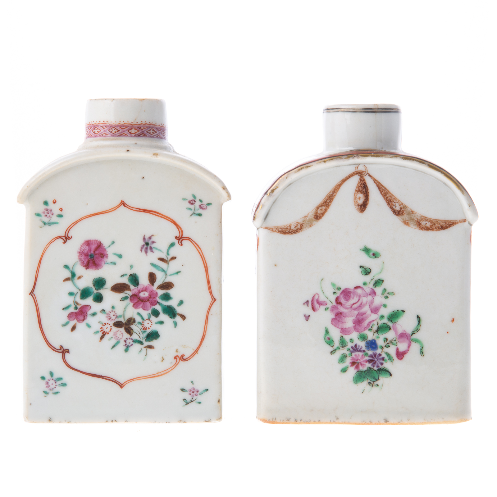 TWO CHINESE EXPORT FAMILLE ROSE TEA