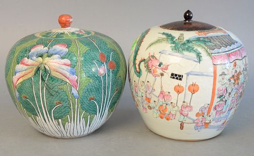 TWO CHINESE EXPORT PORCELAIN GINGER