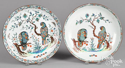 TWO CHINESE EXPORT PORCELAIN PARROT