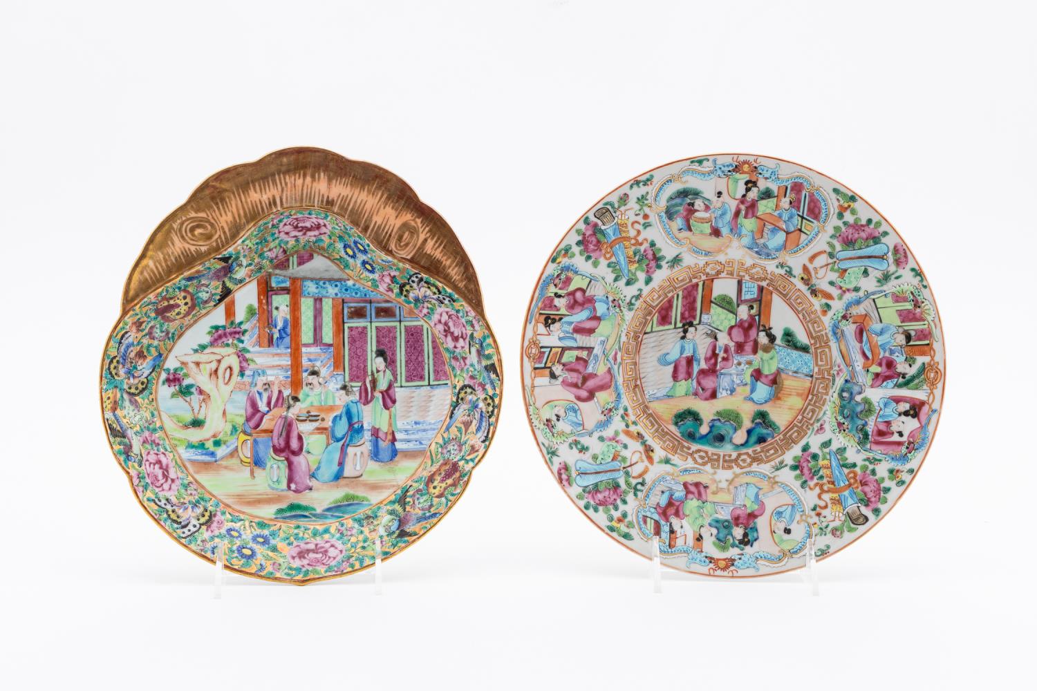 TWO CHINESE EXPORT ROSE MEDALLION