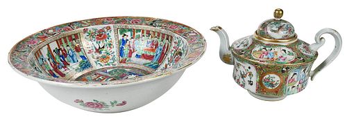 TWO CHINESE EXPORT ROSE MEDALLION