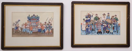 TWO CHINESE EXPORT WATERCOLORS ON