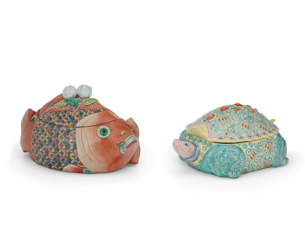 TWO CHINESE FAMILLE ROSE FIGURAL
