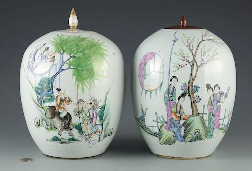 TWO CHINESE FAMILLE ROSE GINGER