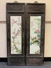 TWO CHINESE FAMILLE ROSE PLAQU