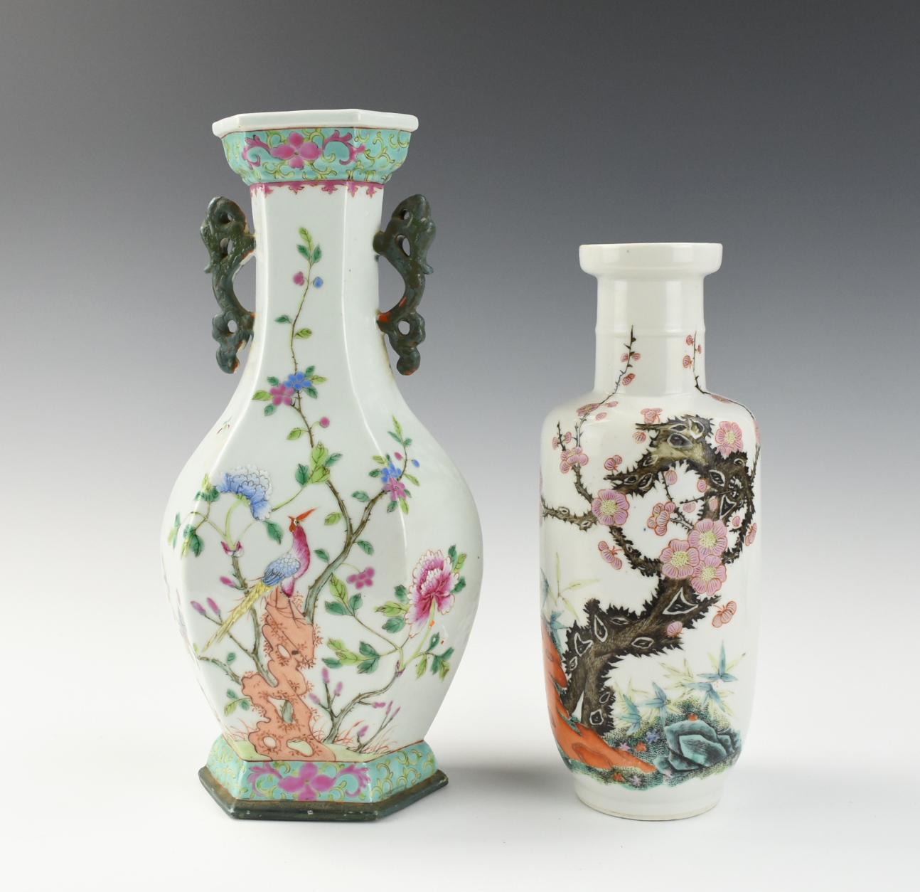 TWO CHINESE FAMILLE ROSE VASE, 19TH