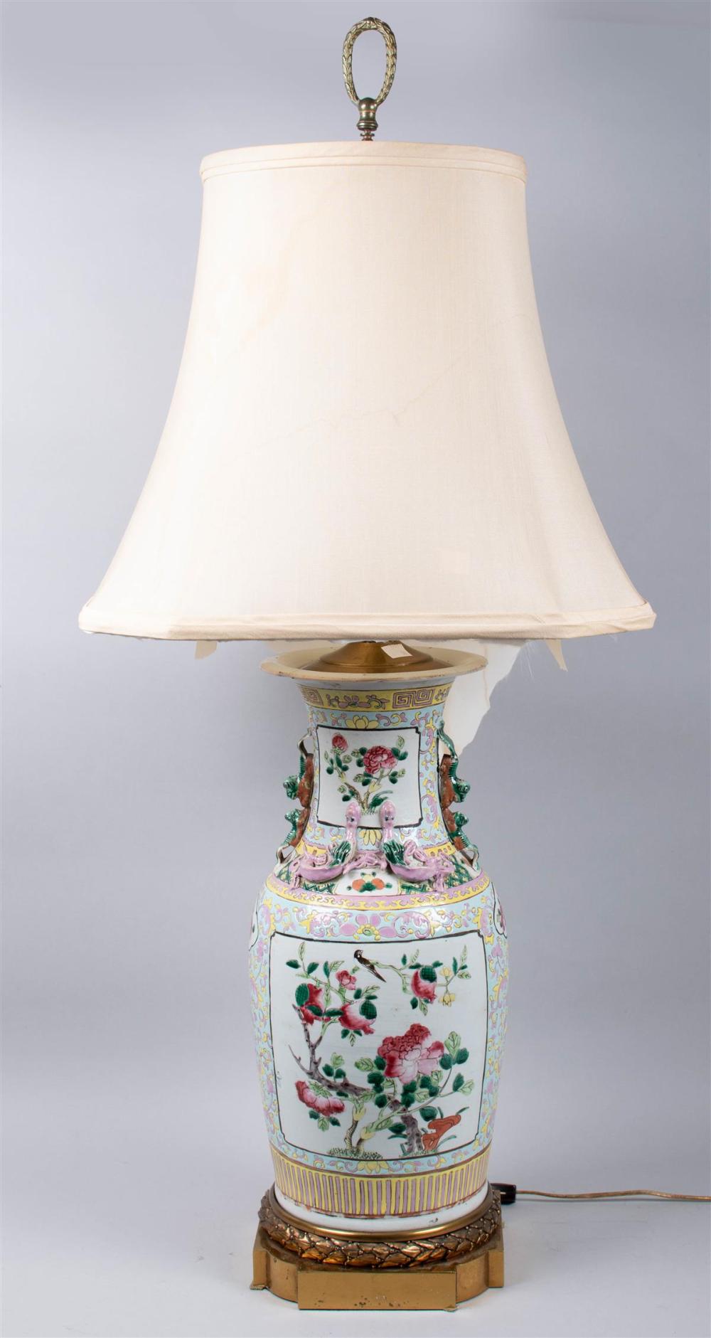 TWO CHINESE FAMILLE ROSE VASES, NOW