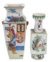 TWO CHINESE FAMILLE VERTE VASE