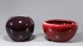 Two Chinese flambe glazed cera