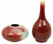 TWO CHINESE FLAMBE PORCELAIN V