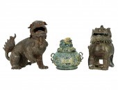 TWO CHINESE FOO DOG FIGURES AN