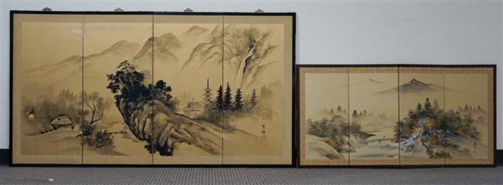 TWO CHINESE FOUR-FOLD TABLE SCREENS