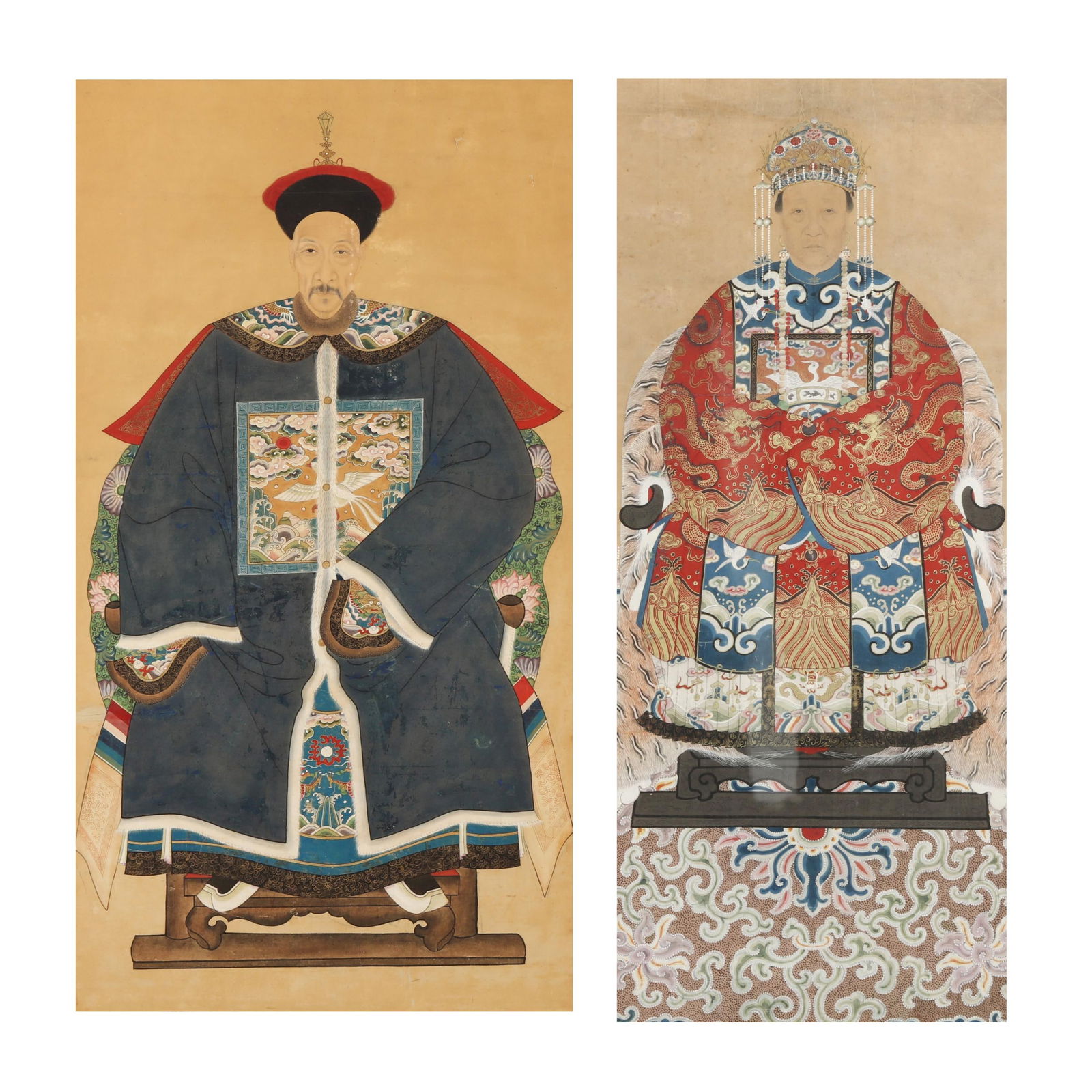 TWO CHINESE FRAMED ANCESTOR