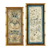 TWO CHINESE FRAMED SILK EMBROI