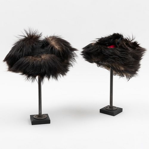 TWO CHINESE FUR HATSBoth with