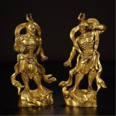 TWO CHINESE GILT BRONZE STANDI