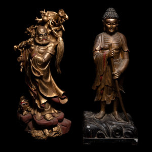 Two Chinese Gilt Wood Figures the