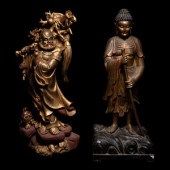 Two Chinese Gilt Wood Figures