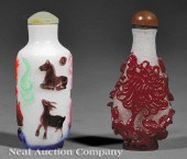 Two Chinese Glass Overlay Snuf