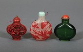 TWO CHINESE GLASS SNUFF BOTTLE