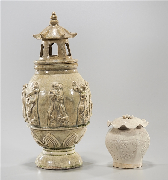 Two Chinese glazed ceramics;