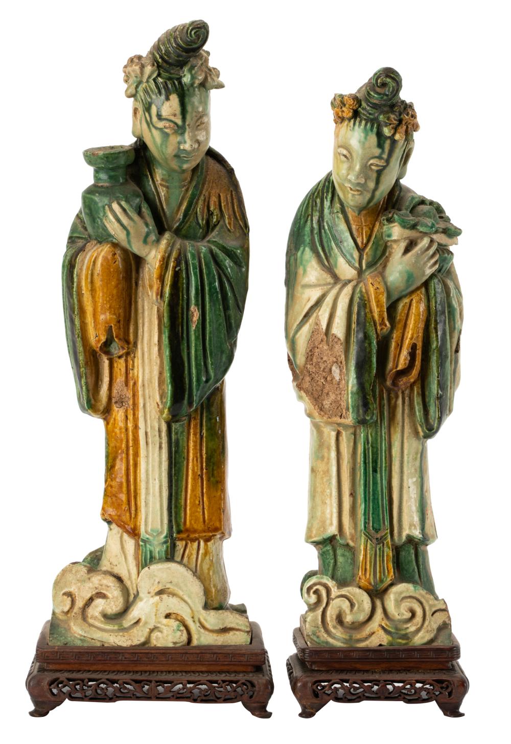 TWO CHINESE GLAZED EARTHENWARE