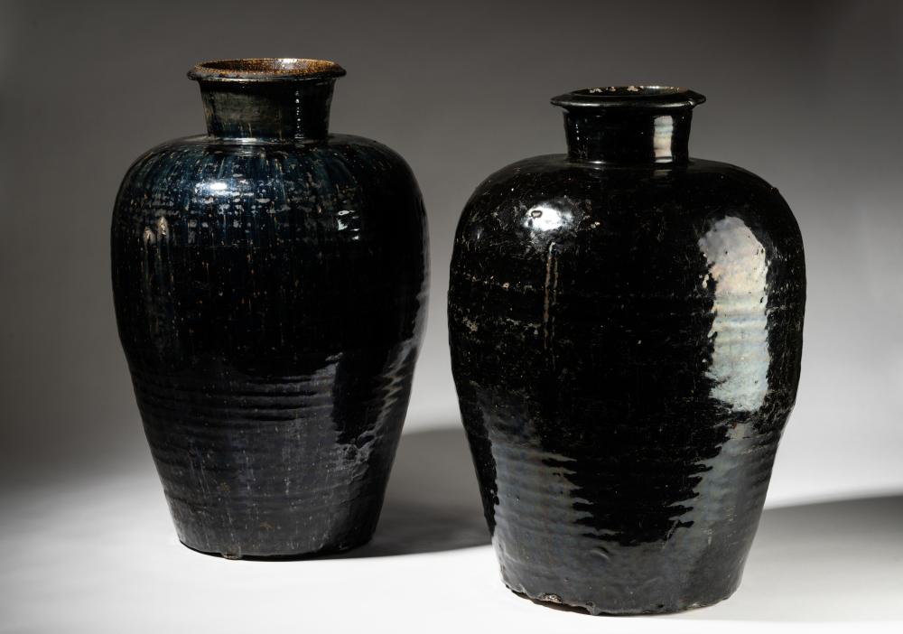 TWO CHINESE GLAZED EARTHENWARE