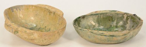 TWO CHINESE GLAZED POTTERY EAR