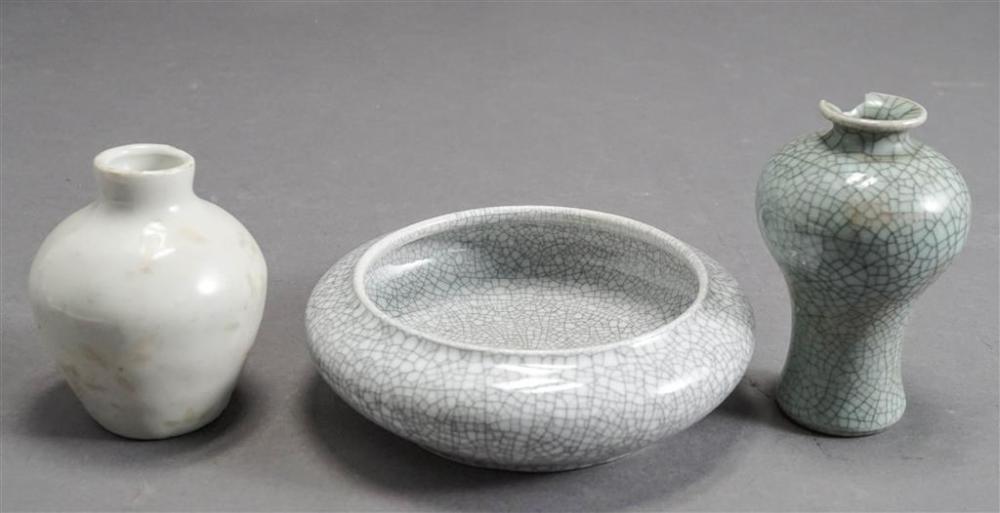 TWO CHINESE GLAZED VASES AND A