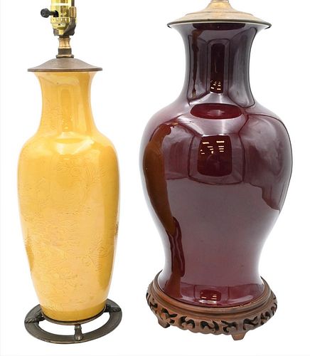 TWO CHINESE GLAZED VASES, TO