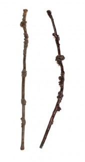 Two Chinese gnarled wood walki