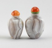 TWO CHINESE GRAY BANDED AGATE