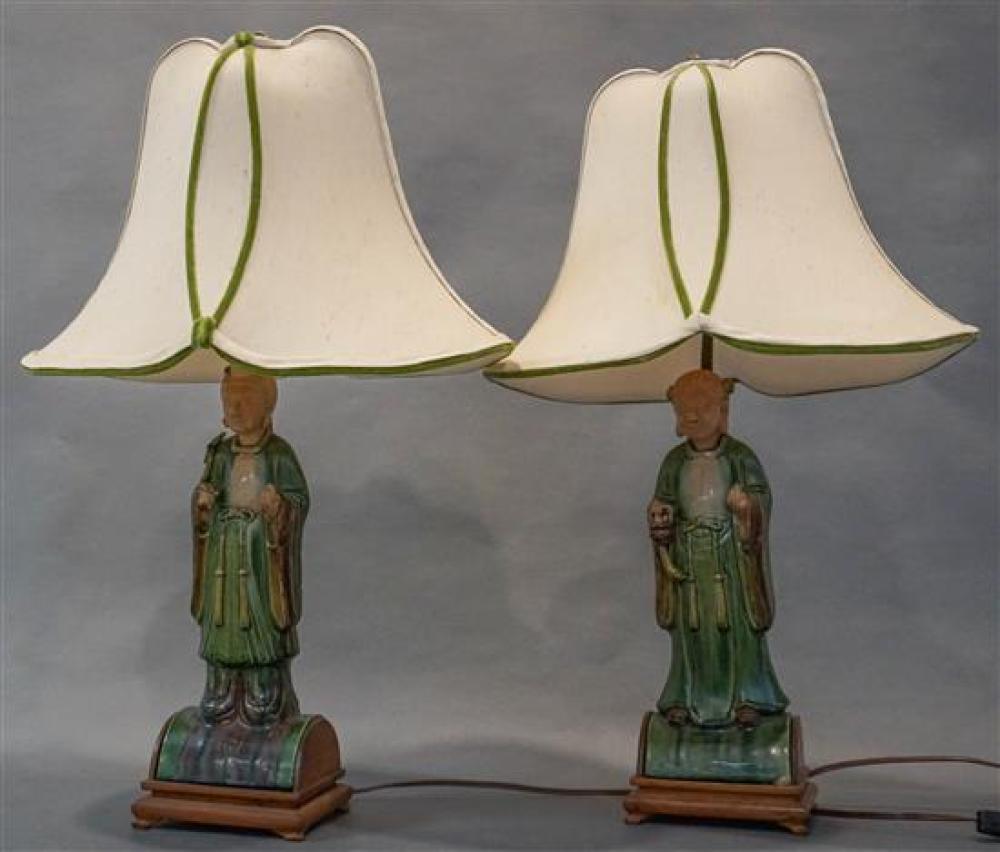 TWO CHINESE GREEN GLAZED CERAMIC