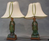 TWO CHINESE GREEN GLAZED CERAM
