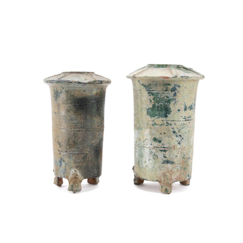 TWO CHINESE HAN DYNASTY GREEN