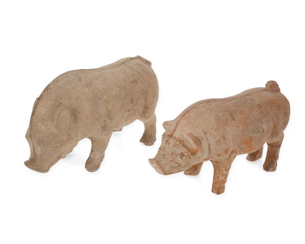 TWO CHINESE HAN-STYLE TERRACOTTA