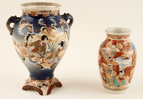 TWO CHINESE HAND PAINTED SATSUMA