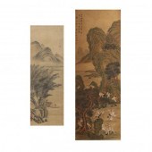 TWO CHINESE HANGING SCROLL LAN