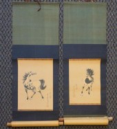 TWO CHINESE HANGING SCROLLS, H