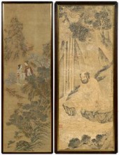 Two Chinese hanging scrolls: o
