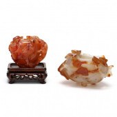 TWO CHINESE HARDSTONE BRUSH WA
