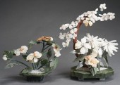 TWO CHINESE HARDSTONE CHIP FLO