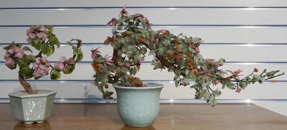 TWO CHINESE HARDSTONE FLOWERING