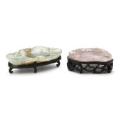 TWO CHINESE HARDSTONE LOTUS BR
