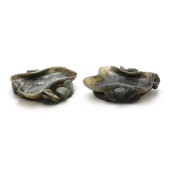 TWO CHINESE HARDSTONE LOTUS BR