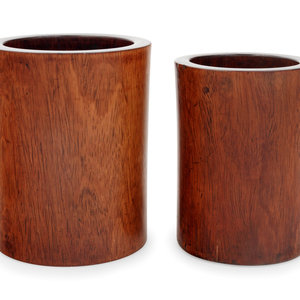 Two Chinese Hardwood Brush Pots,