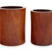 Two Chinese Hardwood Brush Pot
