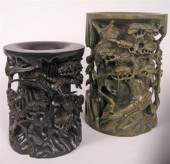 Two Chinese hardwood brushpots